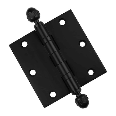 Embassy 3-1/2 x 3-1/2 Solid Brass Hinge, Flat Black Finish with Acorn Tips 3535BBUS19A-1